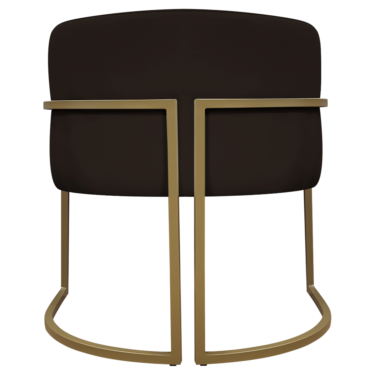 Kit 2 Poltronas Decorativa Para Sala Recepção Manicure Consultório Luna Corino Marrom Base de Ferro Dourado
