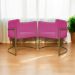 Kit 2 Poltronas Decorativa Para Sala Recepção Manicure Consultório Luna Corino Pink Base de Ferro Dourado