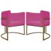 Kit 2 Poltronas Decorativa Para Sala Recepção Manicure Consultório Luna Corino Pink Base de Ferro Dourado