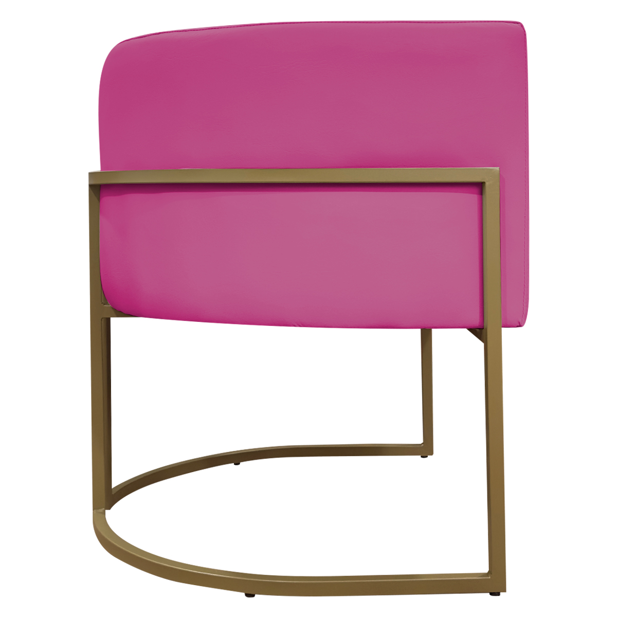 Kit 2 Poltronas Decorativa Para Sala Recepção Manicure Consultório Luna Corino Pink Base de Ferro Dourado
