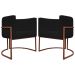 Kit 2 Poltronas Decorativa Para Sala Recepção Manicure Consultório Luna Corino Preto Base de Ferro Bronze