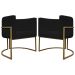 Kit 2 Poltronas Decorativa Para Sala Recepção Manicure Consultório Luna Corino Preto Base de Ferro Dourado