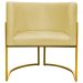 Kit 2 Poltronas Decorativa Para Sala Recepção Manicure Consultório Luna Suede Amarelo  Base de Ferro Dourado
