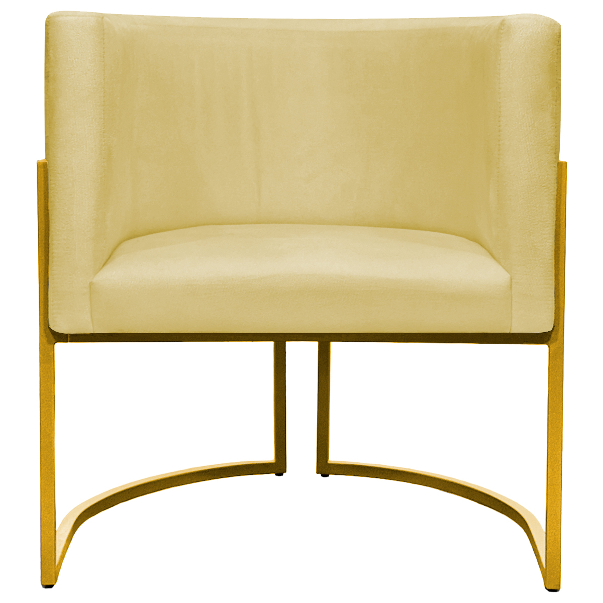 Kit 2 Poltronas Decorativa Para Sala Recepção Manicure Consultório Luna Suede Amarelo  Base de Ferro Dourado