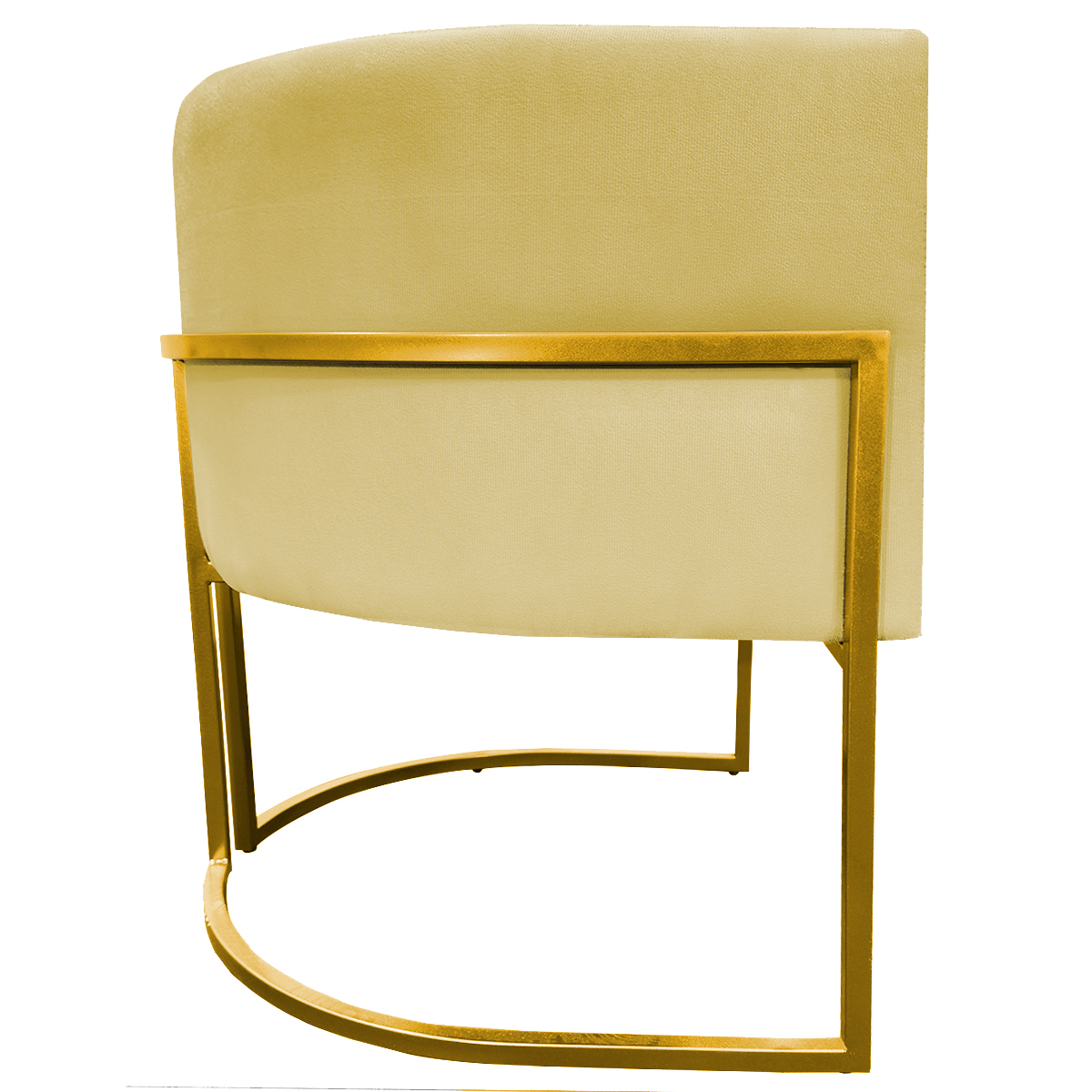 Kit 2 Poltronas Decorativa Para Sala Recepção Manicure Consultório Luna Suede Amarelo  Base de Ferro Dourado