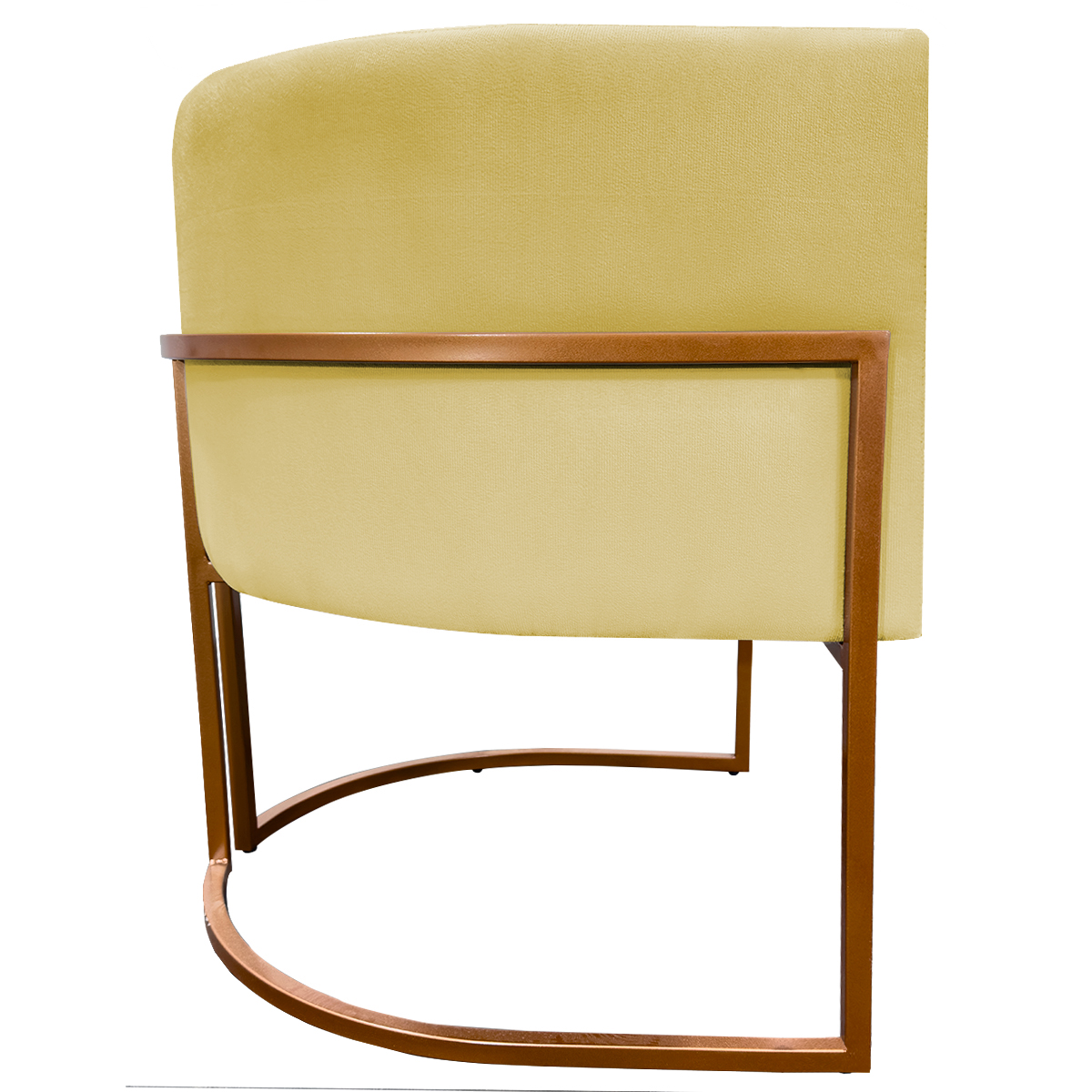 Kit 2 Poltronas Decorativa Para Sala Recepção Manicure Consultório Luna Suede Amarelo Base de Ferro Bronze
