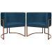 Kit 2 Poltronas Decorativa Para Sala Recepção Manicure Consultório Luna Suede Azul Marinho Base de Ferro Bronze
