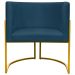 Kit 2 Poltronas Decorativa Para Sala Recepção Manicure Consultório Luna Suede Azul Marinho Base de Ferro Dourado