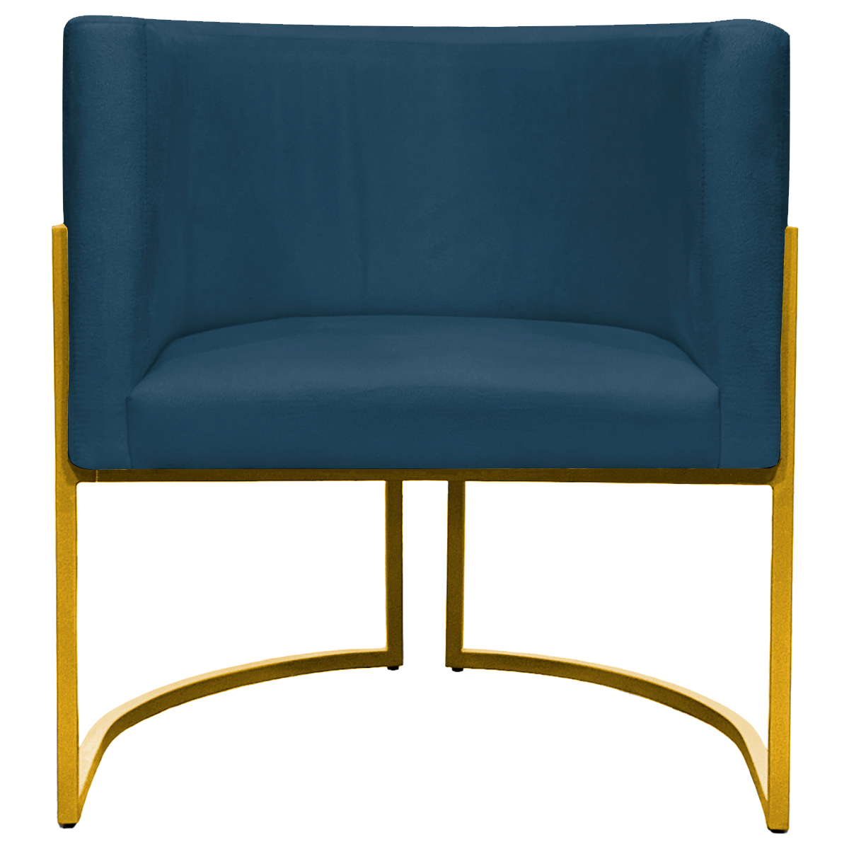 Kit 2 Poltronas Decorativa Para Sala Recepção Manicure Consultório Luna Suede Azul Marinho Base de Ferro Dourado