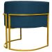 Kit 2 Poltronas Decorativa Para Sala Recepção Manicure Consultório Luna Suede Azul Marinho Base de Ferro Dourado