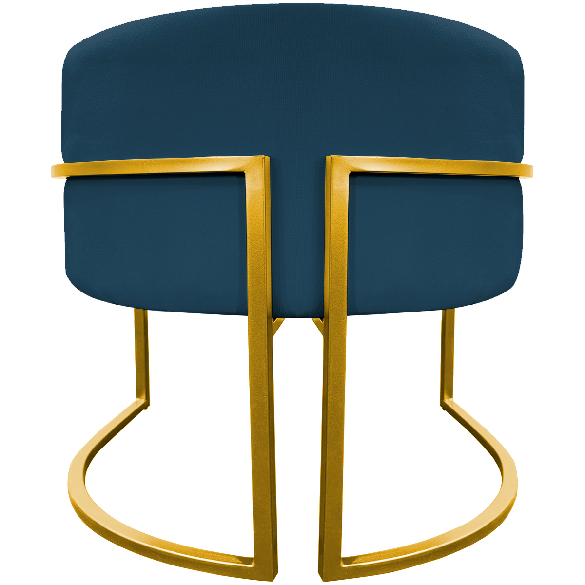 Kit 2 Poltronas Decorativa Para Sala Recepção Manicure Consultório Luna Suede Azul Marinho Base de Ferro Dourado
