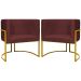 Kit 2 Poltronas Decorativa Para Sala Recepção Manicure Consultório Luna Suede Bordo Base de Ferro Dourado