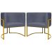 Kit 2 Poltronas Decorativa Para Sala Recepção Manicure Consultório Luna Suede Cinza Base de Ferro Dourado