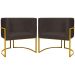 Kit 2 Poltronas Decorativa Para Sala Recepção Manicure Consultório Luna Suede Marrom Base de Ferro Dourado