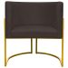 Kit 2 Poltronas Decorativa Para Sala Recepção Manicure Consultório Luna Suede Marrom Base de Ferro Dourado