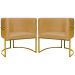 Kit 2 Poltronas Decorativa Para Sala Recepção Manicure Consultório Luna Suede Mostarda Base de Ferro Dourado