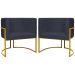 Kit 2 Poltronas Decorativa Para Sala Recepção Manicure Consultório Luna Suede Preto Base de Ferro Dourado
