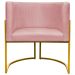 Kit 2 Poltronas Decorativa Para Sala Recepção Manicure Consultório Luna Suede Rose Base de Ferro Dourado