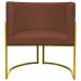 Kit 2 Poltronas Decorativa Para Sala Recepção Manicure Consultório Luna Suede Terracota Base de Ferro Dourado