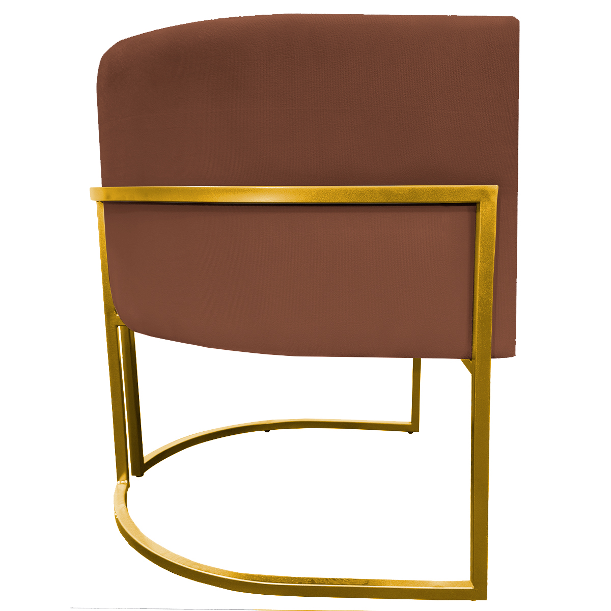 Kit 2 Poltronas Decorativa Para Sala Recepção Manicure Consultório Luna Suede Terracota Base de Ferro Dourado