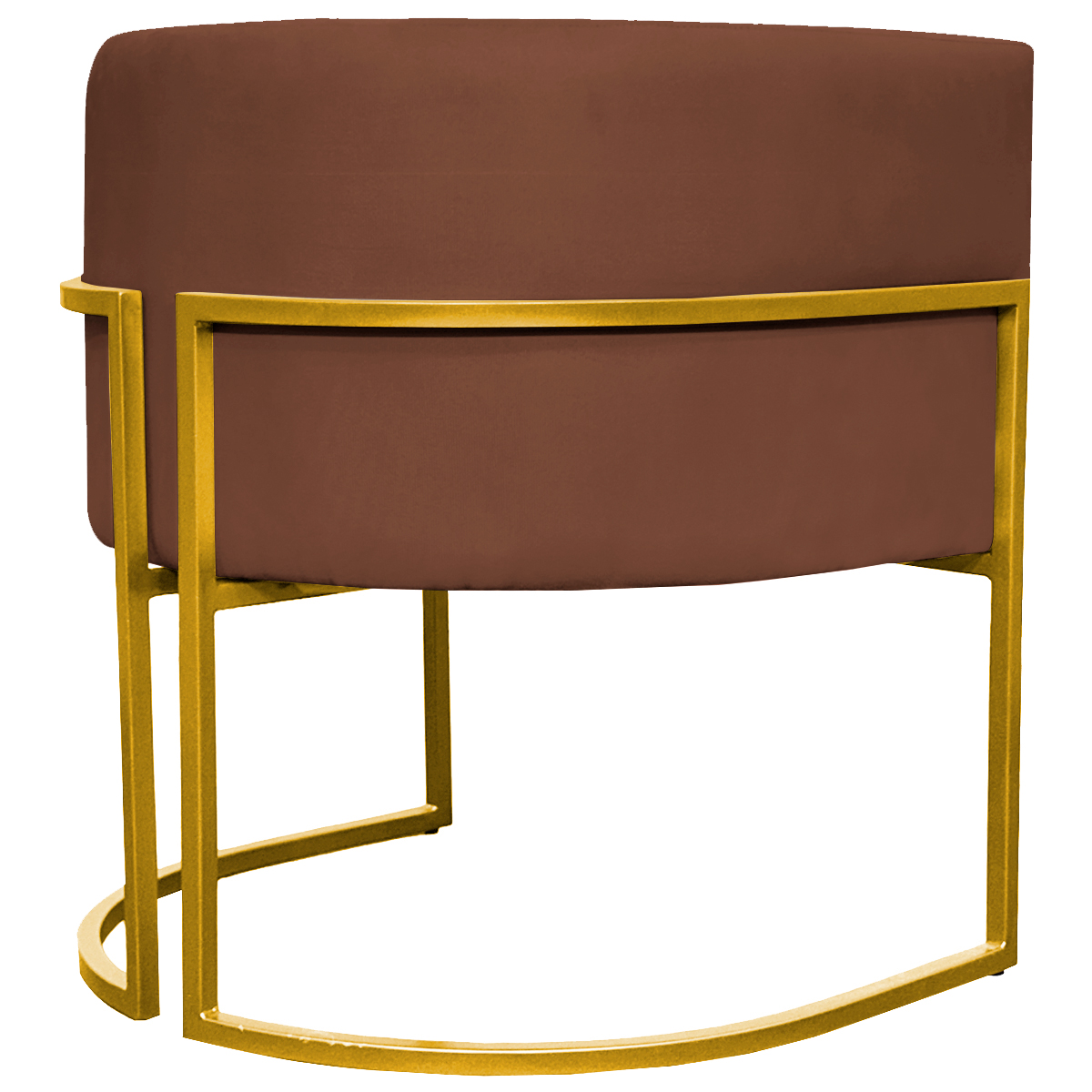 Kit 2 Poltronas Decorativa Para Sala Recepção Manicure Consultório Luna Suede Terracota Base de Ferro Dourado