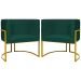 Kit 2 Poltronas Decorativa Para Sala Recepção Manicure Consultório Luna Suede Verde Base de Ferro Dourado