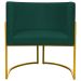 Kit 2 Poltronas Decorativa Para Sala Recepção Manicure Consultório Luna Suede Verde Base de Ferro Dourado