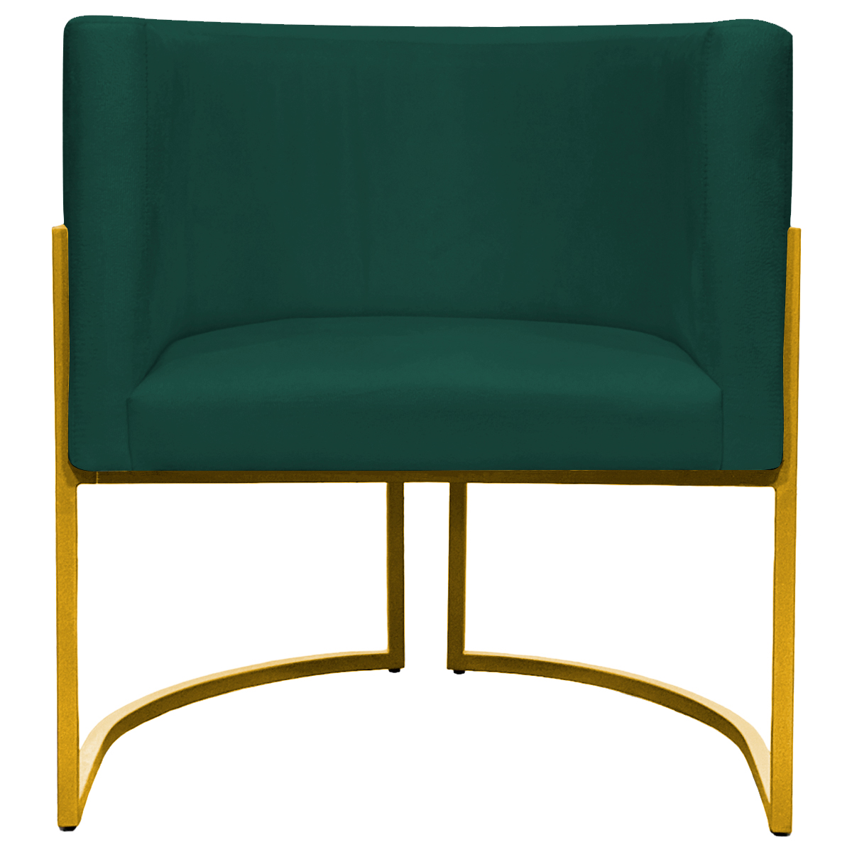 Kit 2 Poltronas Decorativa Para Sala Recepção Manicure Consultório Luna Suede Verde Base de Ferro Dourado