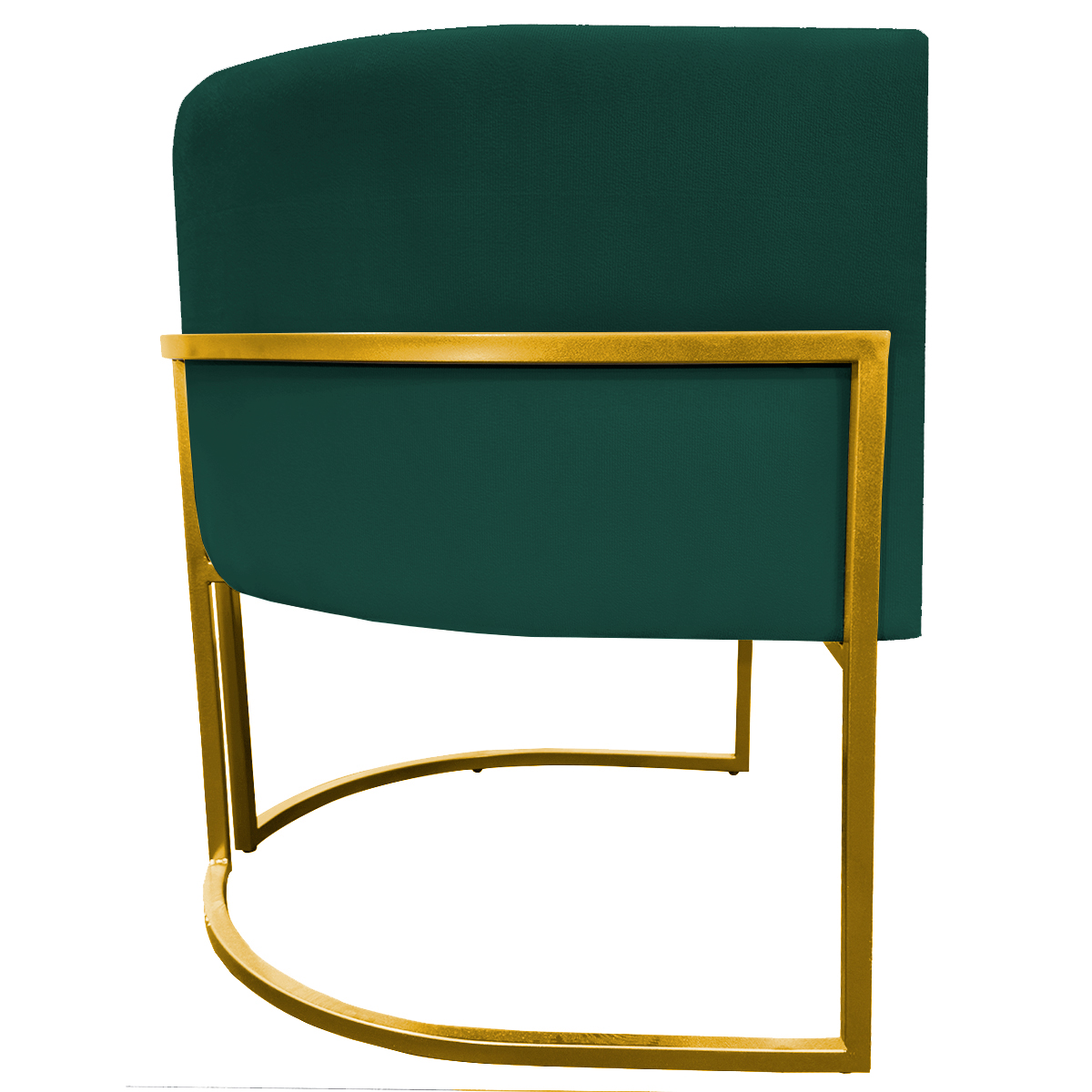 Kit 2 Poltronas Decorativa Para Sala Recepção Manicure Consultório Luna Suede Verde Base de Ferro Dourado