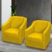 Kit 2 Poltronas Decorativa Para Sala Recepção Manicure Consultório Suede Amarelo Pés de Plástico Cromado