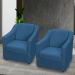 Kit 2 Poltronas Decorativa Para Sala Recepção Manicure Consultório Suede Azul Marinho Pés de Plástico Cromado