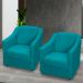 Kit 2 Poltronas Decorativa Para Sala Recepção Manicure Consultório Suede Azul Turquesa Pés de Plástico Cromado