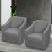 Kit 2 Poltronas Decorativa Para Sala Recepção Manicure Consultório Suede Cinza Pés de Plástico Cromado