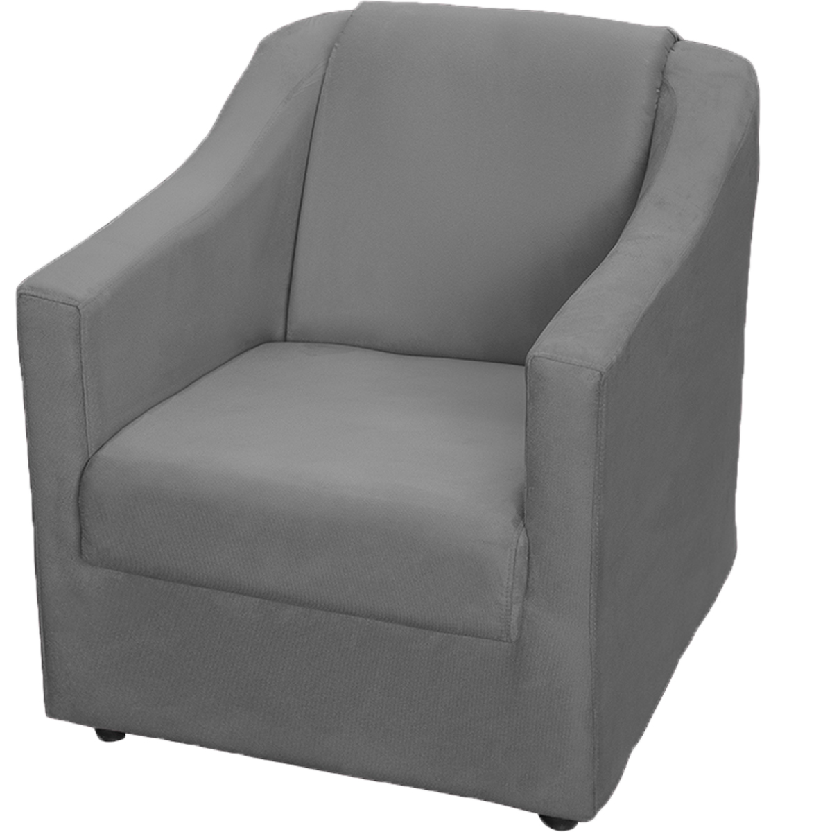 Kit 2 Poltronas Decorativa Para Sala Recepção Manicure Consultório Suede Cinza Pés de Plástico Cromado