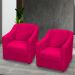 Kit 2 Poltronas Decorativa Para Sala Recepção Manicure Consultório Suede Pink Pés de Plástico Cromado