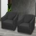 Kit 2 Poltronas Decorativa Para Sala Recepção Manicure Consultório Suede Preto Pés de Plástico Cromado