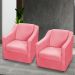 Kit 2 Poltronas Decorativa Para Sala Recepção Manicure Consultório Suede Rosê Pés de Plástico Cromado