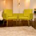 Kit 2 Poltronas Decorativa Para Sala Recepção Manicure Escritório Cadeira Mari Suede Amarelo