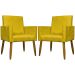 Kit 2 Poltronas Decorativa Para Sala Recepção Manicure Escritório Cadeira Mari Suede Amarelo
