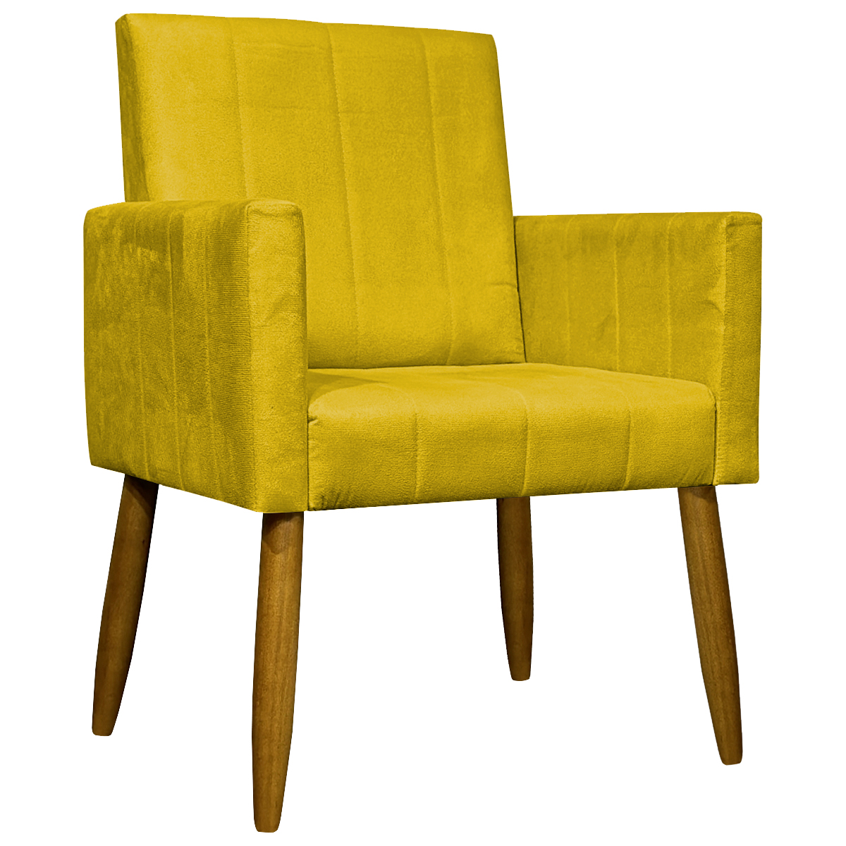 Kit 2 Poltronas Decorativa Para Sala Recepção Manicure Escritório Cadeira Mari Suede Amarelo