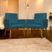 Kit 2 Poltronas Decorativa Para Sala Recepção Manicure Escritório Cadeira Mari Suede Azul Marinho