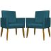 Kit 2 Poltronas Decorativa Para Sala Recepção Manicure Escritório Cadeira Mari Suede Azul Marinho