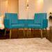 Kit 2 Poltronas Decorativa Para Sala Recepção Manicure Escritório Cadeira Mari Suede Azul Turquesa