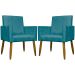 Kit 2 Poltronas Decorativa Para Sala Recepção Manicure Escritório Cadeira Mari Suede Azul Turquesa
