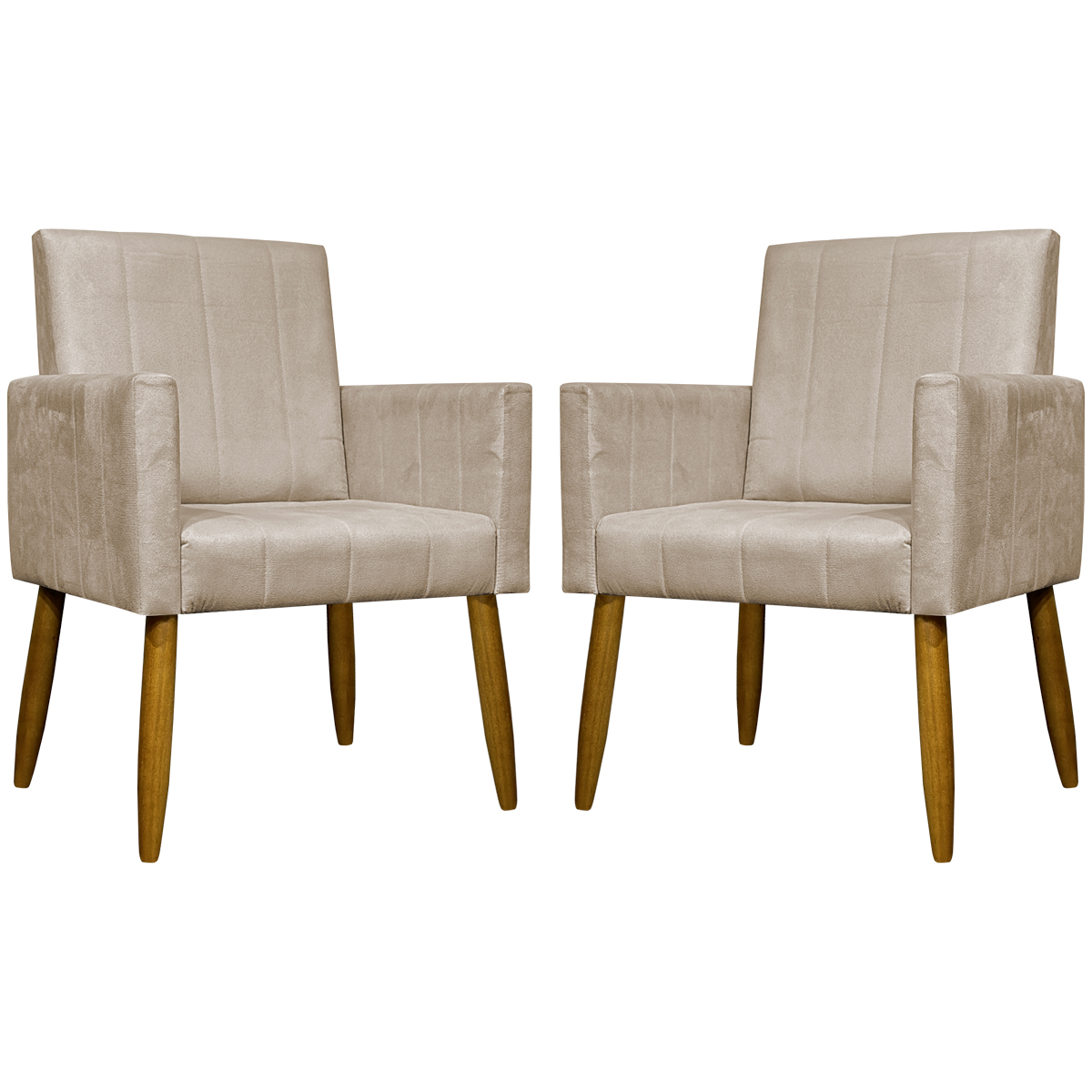 Kit 2 Poltronas Decorativa Para Sala Recepção Manicure Escritório Cadeira Mari Suede Bege