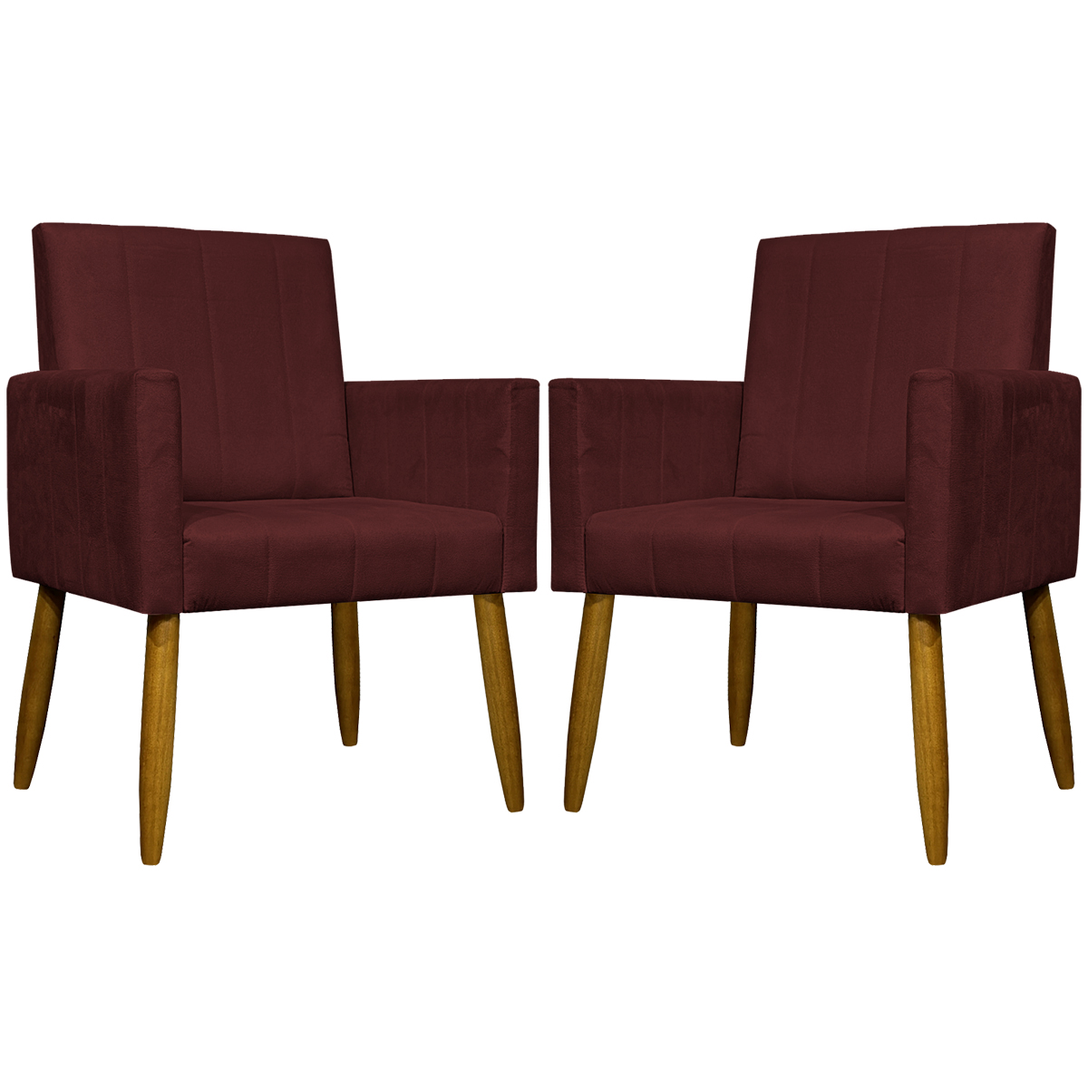 Kit 2 Poltronas Decorativa Para Sala Recepção Manicure Escritório Cadeira Mari Suede Bordô