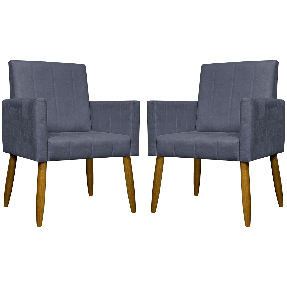 Kit 2 Poltronas Decorativa Para Sala Recepção Manicure Escritório Cadeira Mari Suede Cinza