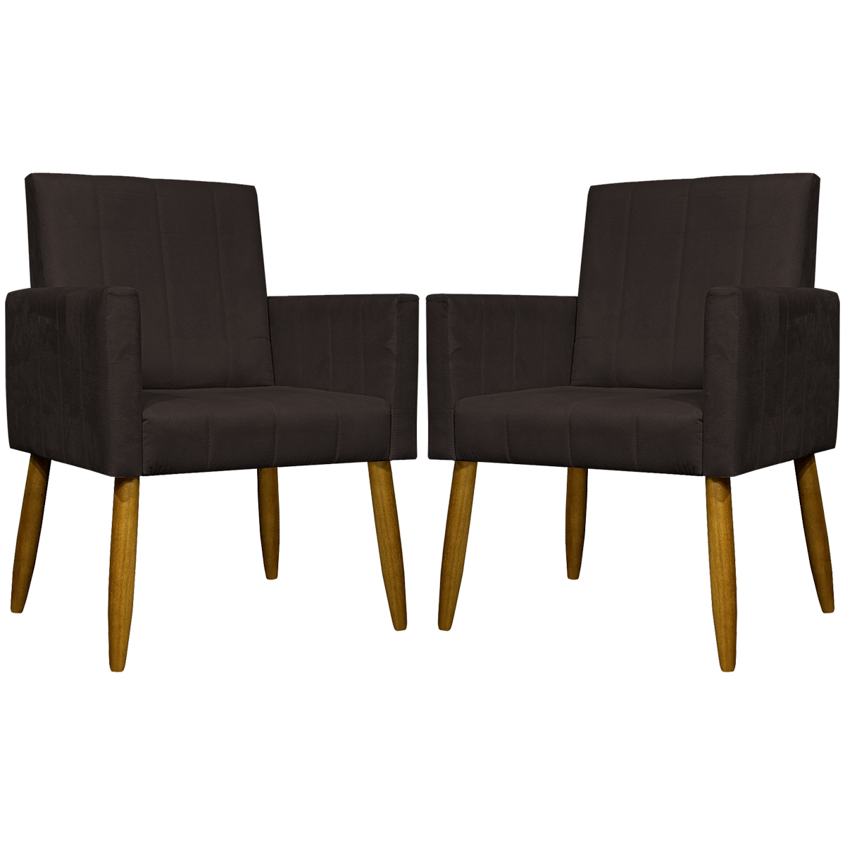 Kit 2 Poltronas Decorativa Para Sala Recepção Manicure Escritório Cadeira Mari Suede Marrom