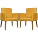 Kit 2 Poltronas Decorativa Para Sala Recepção Manicure Escritório Cadeira Mari Suede Mostarda