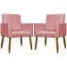 Kit 2 Poltronas Decorativa Para Sala Recepção Manicure Escritório Cadeira Mari Suede Rosê